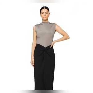 Elegant Black & Gray Midi Dress